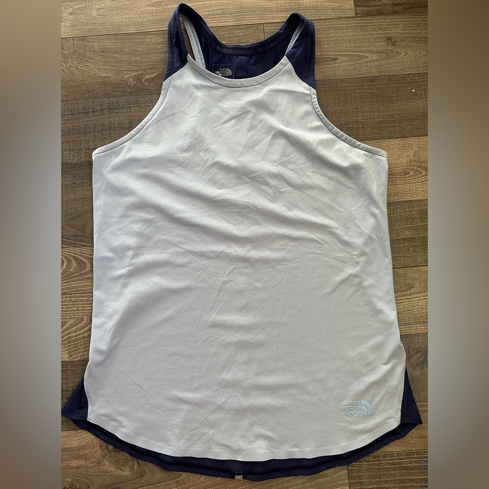 The North Face Blue Tiny Stripe High-neck Sleeveless Tank Top M